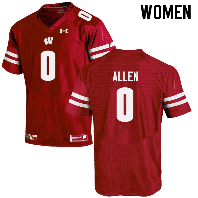 Wisconsin Badgers Women's #0 Braelon Allen NCAA Under Armour Authentic Red College Stitched Football Jersey UL40I71PQ